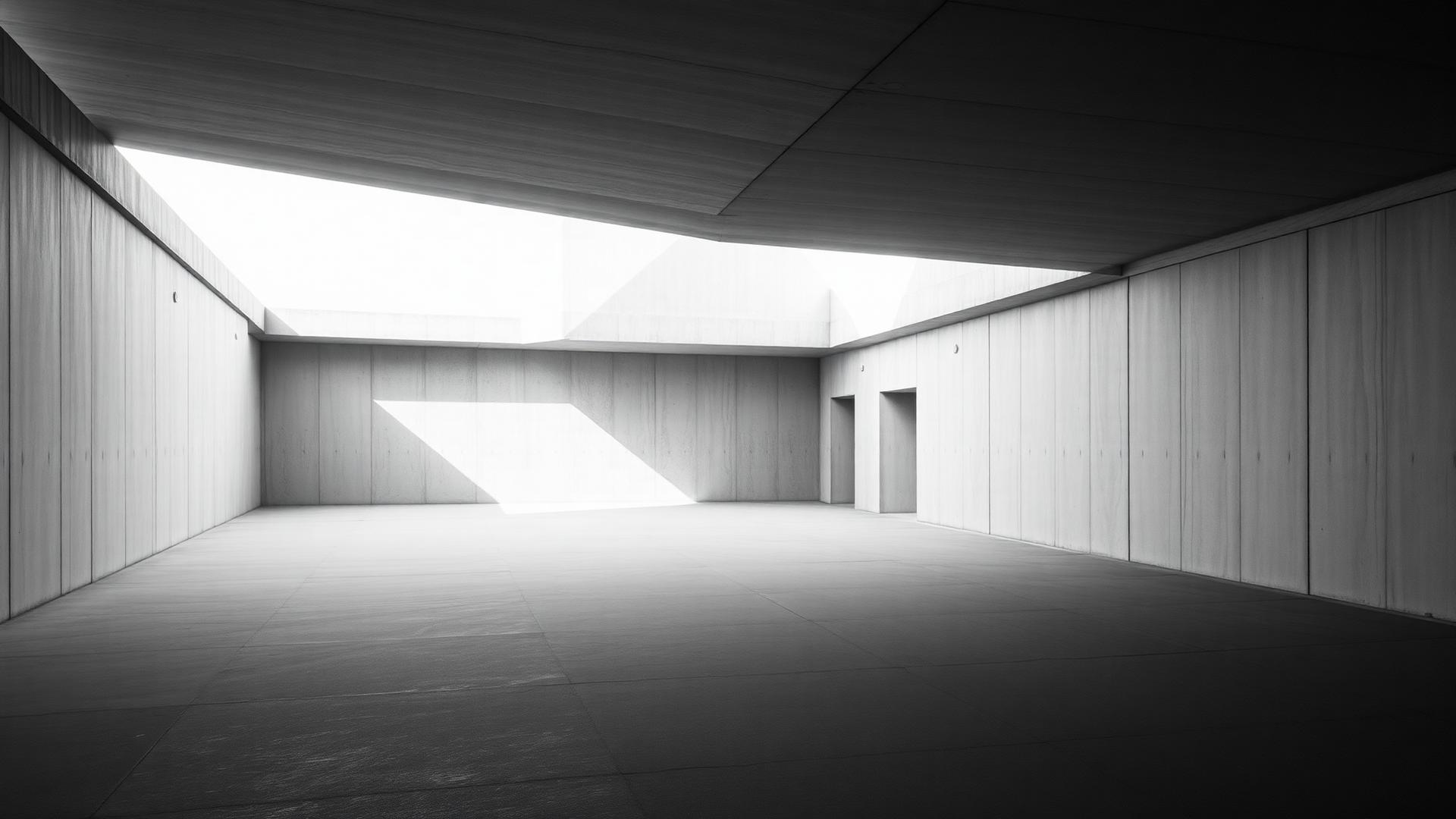 Architectural concrete space with dramatic light